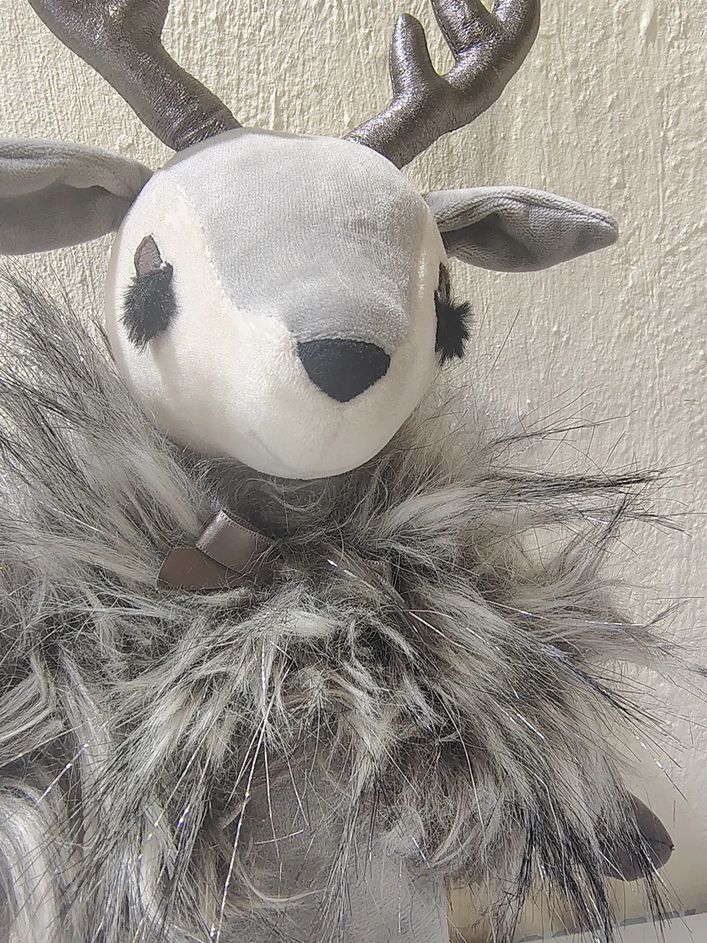 Jellycat Gray Faux Fur Reindeer with Metallic Antlers